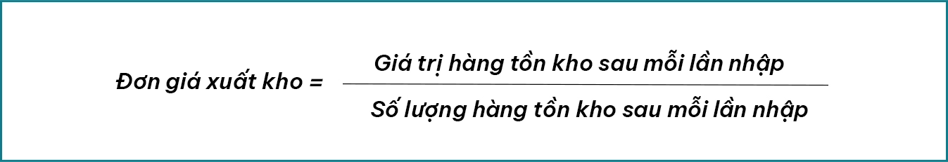 Công thức tính giá bình quân gia quyền sau mỗi lần nhập