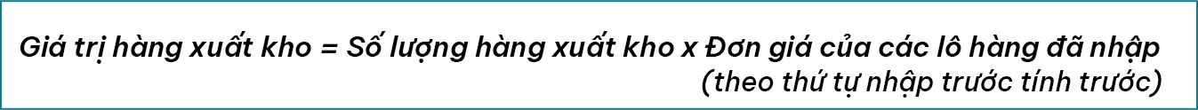 Công thức tính giá xuất kho theo phương pháp nhập trước, xuất trước