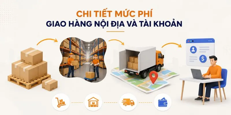 Chi tiết mức phí giao hàng nội địa và tài khoản