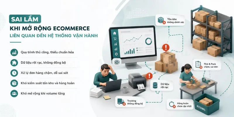 Sai lầm khi mở rộng ecommerce liên quan đến hệ thống vận hành