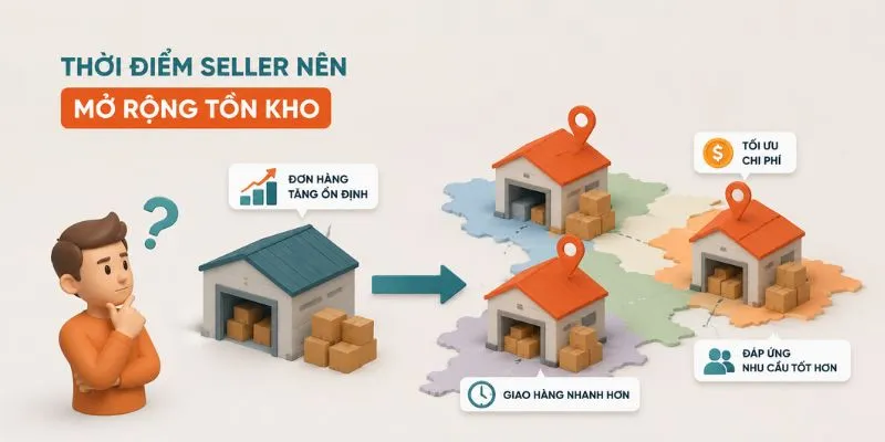 Thời điểm seller nên áp dụng mở rộng tồn kho