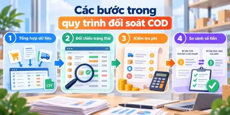 Các bước trong quy trình đối soát COD